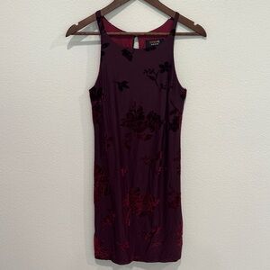 Renee C. Dark Red Floral Mini Dress